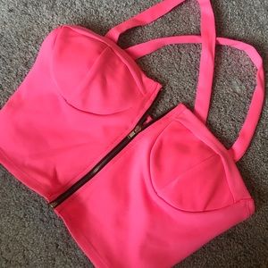 Bright pink crop top